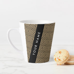 Greek Meander Key Brown, Your Name, Personalize Latte Mug