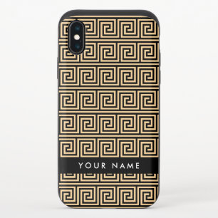 Greek Meander Key Brown, Your Name, Personalize iPhone XS Slider Case