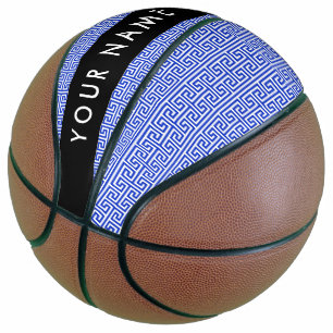 Greek Meander Key H Blue, Your Name, Personalize Basketball