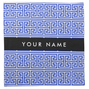 Greek Meander Key H Blue, Your Name, Personalize Cloth Napkin