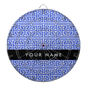 Greek Meander Key H Blue, Your Name, Personalize Dart Board