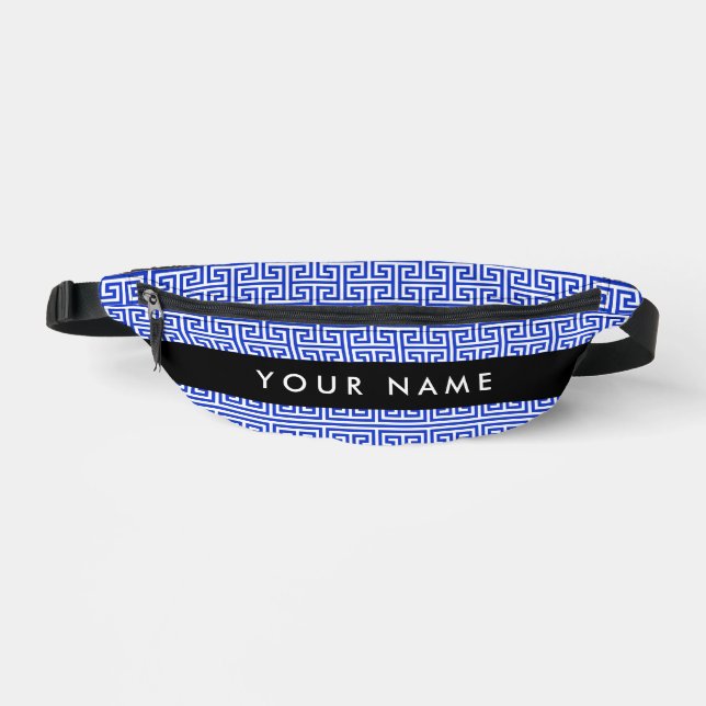Greek Meander Key H Blue, Your Name, Personalize Fanny Pack (Front)