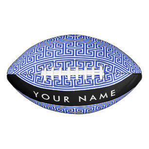 Greek Meander Key H Blue, Your Name, Personalize Football