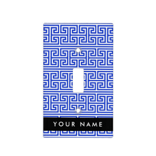 Greek Meander Key H Blue, Your Name, Personalize Light Switch Cover