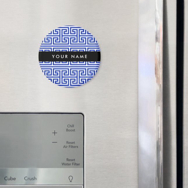 Greek Meander Key H Blue, Your Name, Personalize Magnet (In Situ (Fridge))