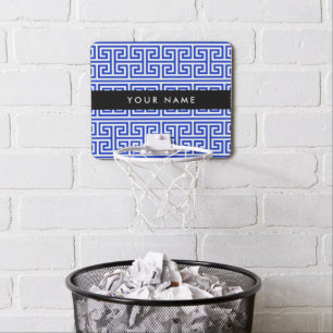 Greek Meander Key H Blue, Your Name, Personalize Mini Basketball Hoop