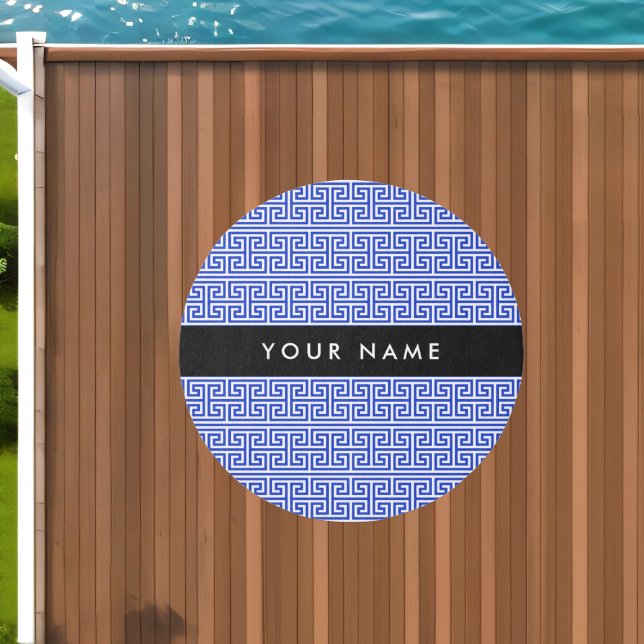 Greek Meander Key H Blue, Your Name, Personalize Outdoor Rug (Insitu (Outdoor 1))