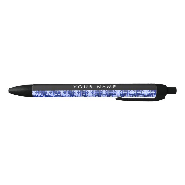 Greek Meander Key H Blue, Your Name, Personalize Pen (Bottom)