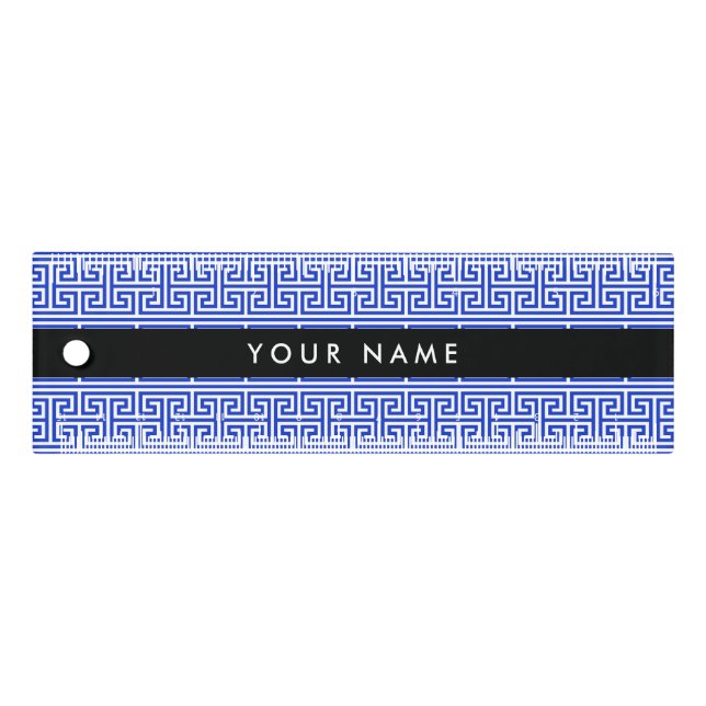 Greek Meander Key H Blue, Your Name, Personalize Ruler (Front)
