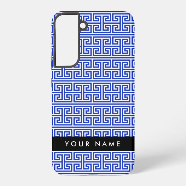 Greek Meander Key H Blue, Your Name, Personalize Samsung Galaxy Case (Back)