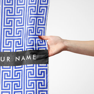 Greek Meander Key H Blue, Your Name, Personalize Scarf
