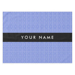 Greek Meander Key H Blue, Your Name, Personalize Tablecloth