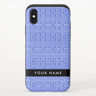 Greek Meander Key H Blue, Your Name, Personalize iPhone XS Slider Case