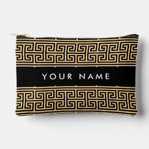Greek Meander Key H Brown, Your Name, Personalize Accessory Pouch