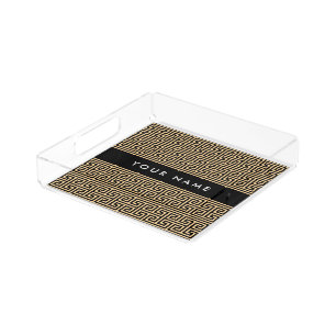 Greek Meander Key H Brown, Your Name, Personalize Acrylic Tray