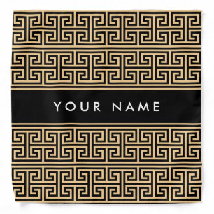 Greek Meander Key H Brown, Your Name, Personalize Bandana