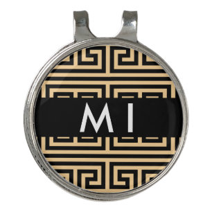 Greek Meander Key H Brown, Your Name, Personalize Golf Hat Clip
