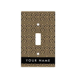 Greek Meander Key H Brown, Your Name, Personalize Light Switch Cover