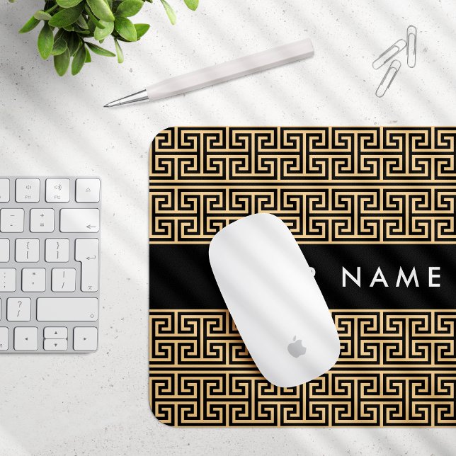 Greek Meander Key H Brown, Your Name, Personalize Mouse Pad (Creator Uploaded)