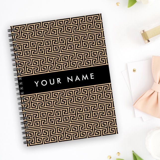 Greek Meander Key H Brown, Your Name, Personalize Notebook (Creator Uploaded)