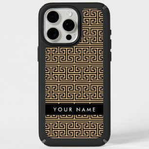 Greek Meander Key H Brown, Your Name, Personalize iPhone 15 Pro Max Case