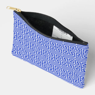 Greek Meander Key Square H Pattern Blue Accessory Pouch