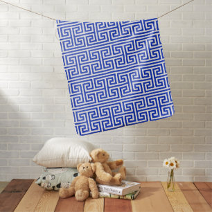 Greek Meander Key Square H Pattern Blue Baby Blanket