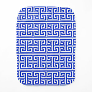 Greek Meander Key Square H Pattern Blue Baby Burp Cloth