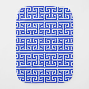 Greek Meander Key Square H Pattern Blue Baby Burp Cloth