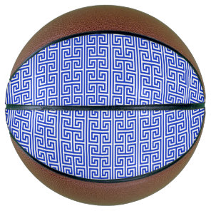 Greek Meander Key Square H Pattern Blue Basketball