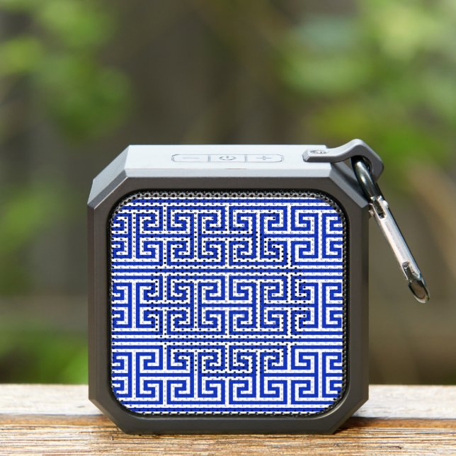 Greek Meander Key Square H Pattern Blue Bluetooth Speaker (Insitu(Outdoor))