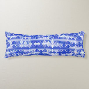Greek Meander Key Square H Pattern Blue Body Pillow