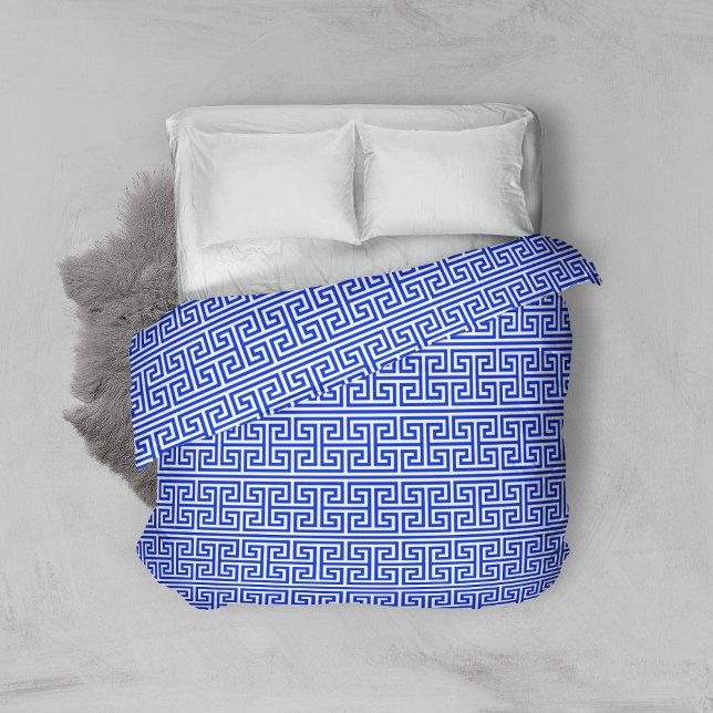 Greek Meander Key Square H Pattern Blue Duvet Cover (Creator Uploaded)