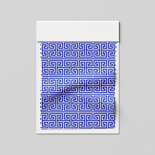 Greek Meander Key Square H Pattern Blue Fabric