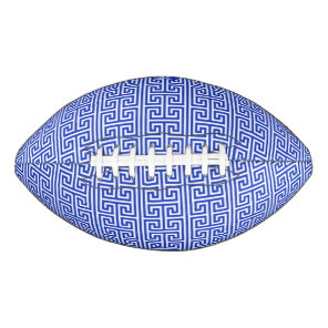 Greek Meander Key Square H Pattern Blue Football