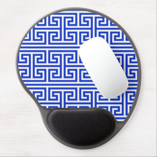 Greek Meander Key Square H Pattern Blue Gel Mouse Pad