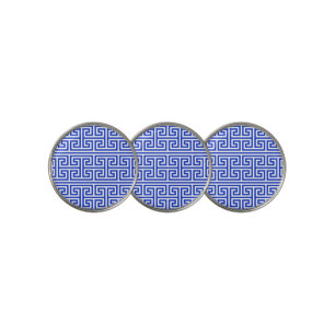 Greek Meander Key Square H Pattern Blue Golf Ball Marker