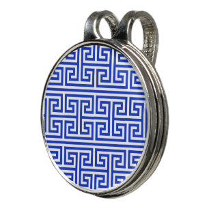 Greek Meander Key Square H Pattern Blue Golf Hat Clip