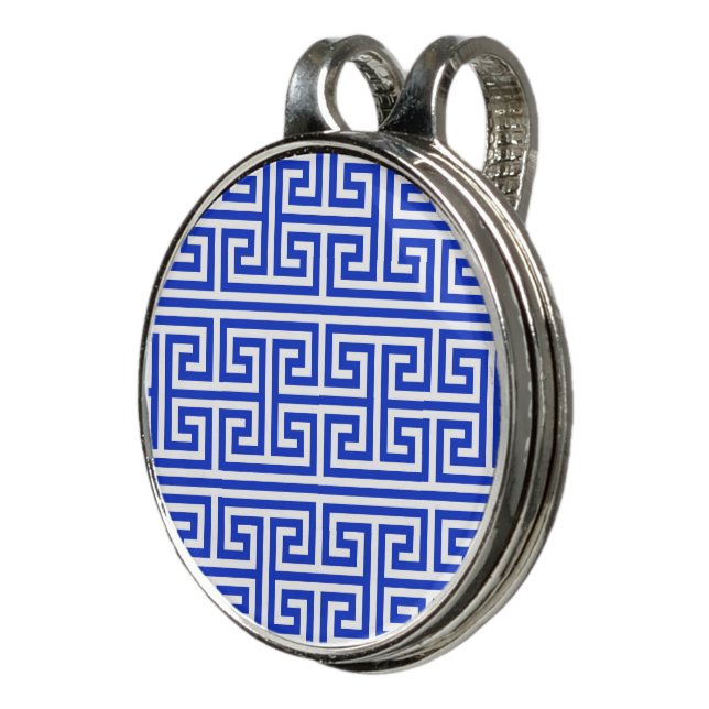 Greek Meander Key Square H Pattern Blue Golf Hat Clip (3/4)