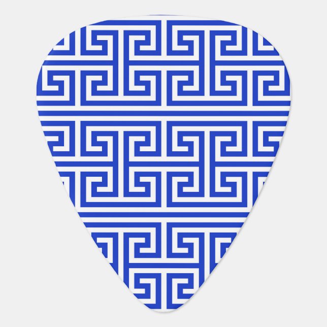 Greek Meander Key Square H Pattern Blue Guitar Pick (Front)