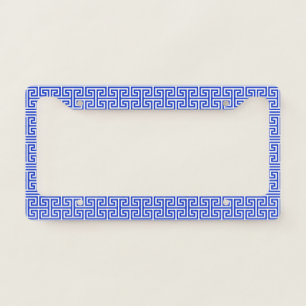 Greek Meander Key Square H Pattern Blue License Plate Frame