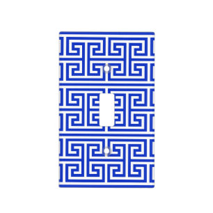 Greek Meander Key Square H Pattern Blue Light Switch Cover