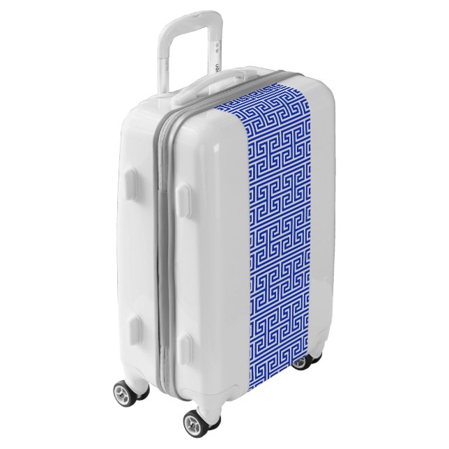Greek Meander Key Square H Pattern Blue Luggage (Rotated Left)