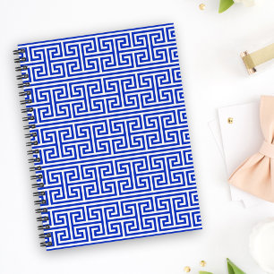 Greek Meander Key Square H Pattern Blue Notebook