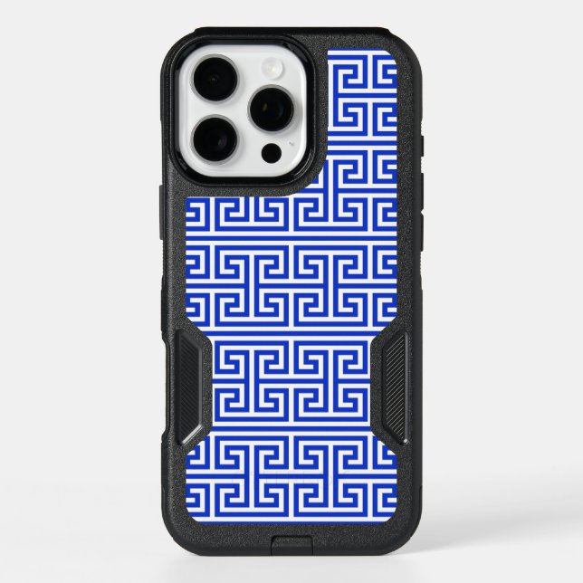 Greek Meander Key Square H Pattern Blue Otterbox iPhone Case (Back)