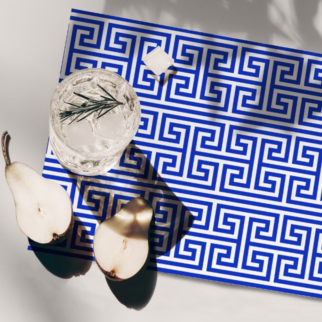 Greek Meander Key Square H Pattern Blue Placemat (Creator Uploaded)