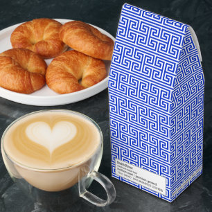 Greek Meander Key Square H Pattern Blue Roasted Coffee