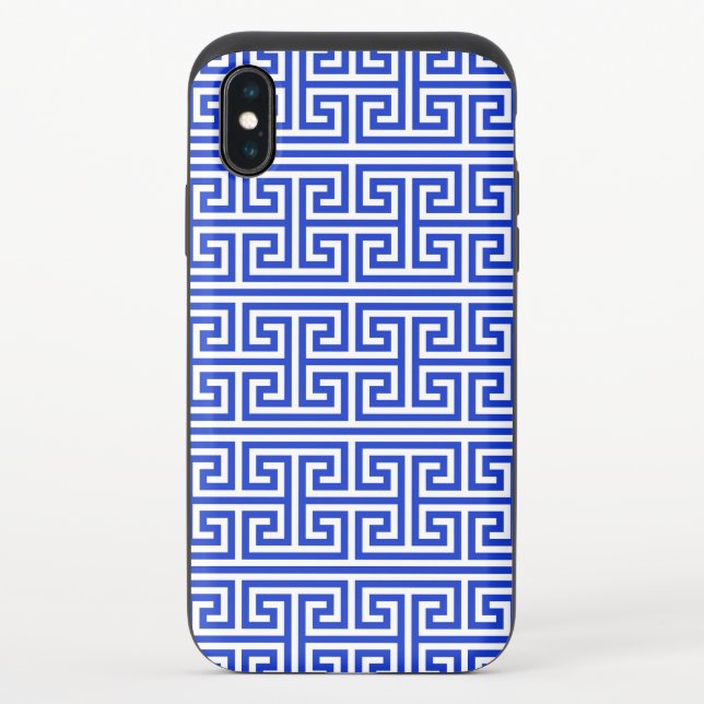 Greek Meander Key Square H Pattern Blue Uncommon iPhone Case (Back)