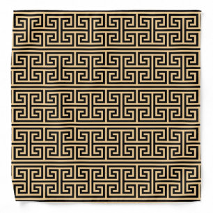 Greek Meander Key Square H Pattern Brown Bandana