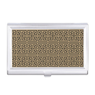 Greek Meander Key Square H Pattern Brown Business Card Case